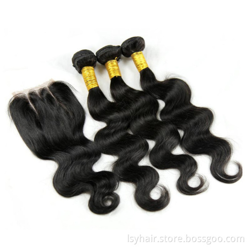 Factory vendor Virgin Brazilian Human hair extension bundles, Wholesale 100% Brazilian Virgin Sew in weave with Closure